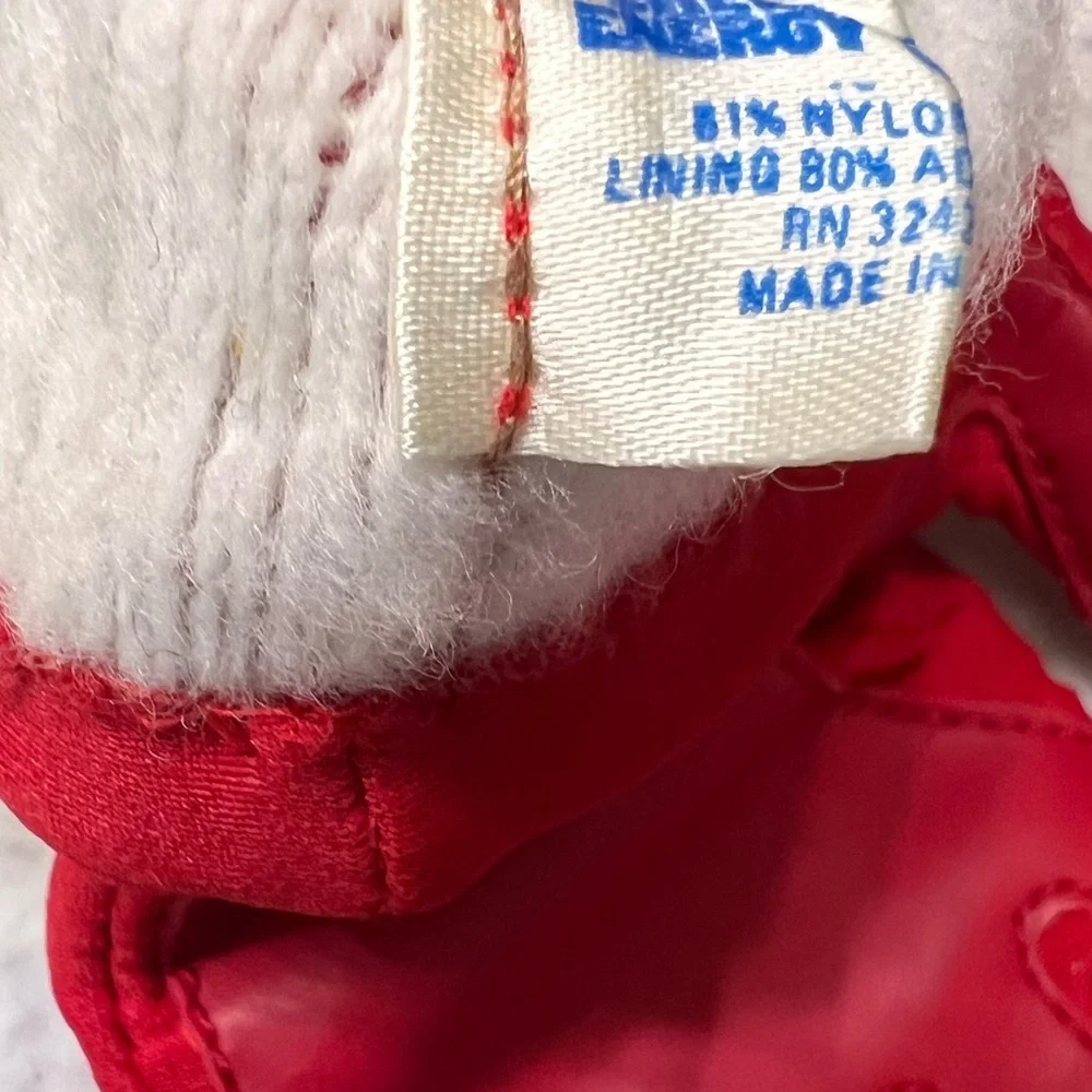 Vintage Red Aris Energy Gloves Nylon Leather Trim 80s 90s Retro Winter One Size